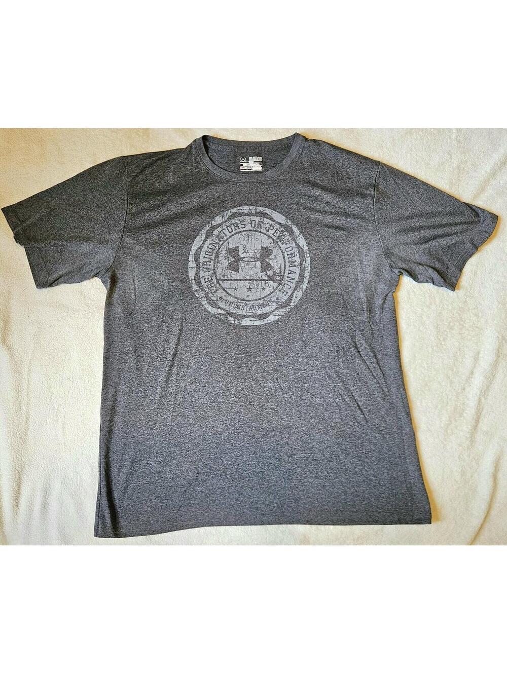 Mens Under Armour 2XL Originators Of Performance Tee Shirt Classic Dark Grey